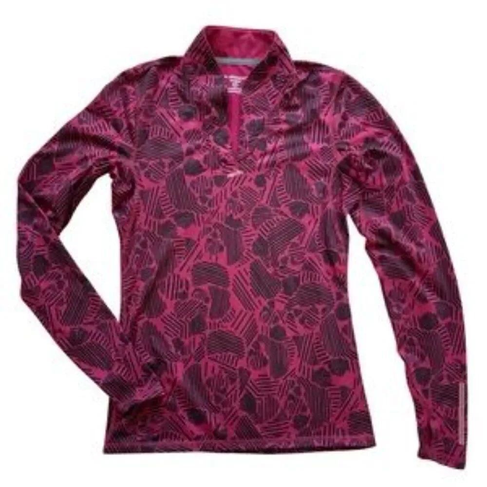 Brooks Fleece Lined Running Pullover Geometric Print Long Sleeved - Size Small